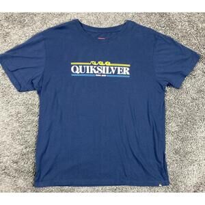 Quiksilver Gradient Line Navy Blue Graphic T-Shirt Short Sleeve Crewneck Mens L